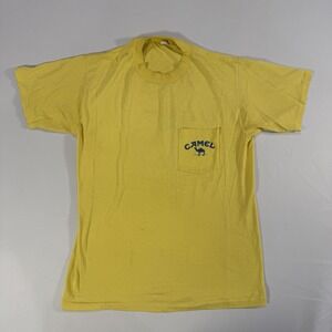 Vintage Camel Shirt Mens Large Yellow Joe Camel Cigarette Advertising Tee 80s